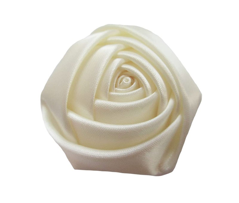 YYCRAFT Pack of 20 Satin 4d Rose 2" Craft Wedding Bride Bouquet Rose Flower-Ivory - Image 1